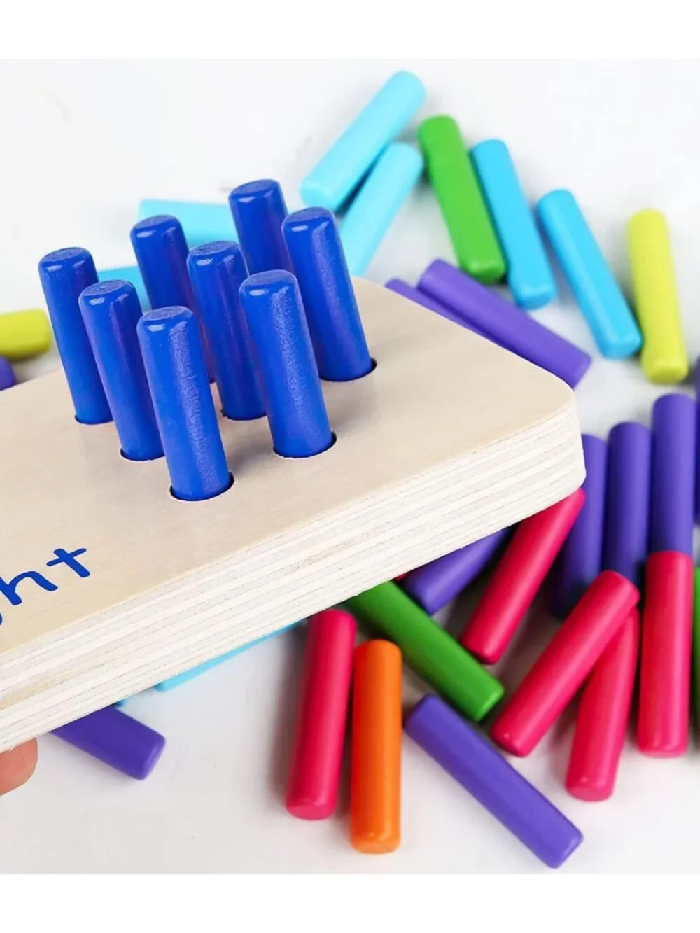 Colorful Montessori Counting Blocks Peg Board - Wooden Math Toy for Toddlers